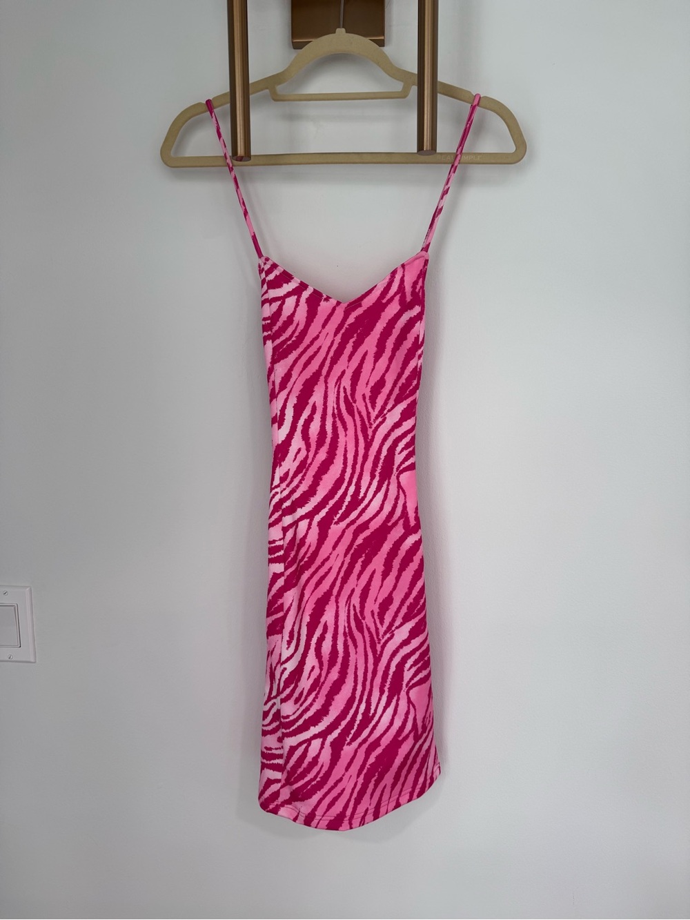 Women's Pink Zebra Print Mini Dress - Slip Style